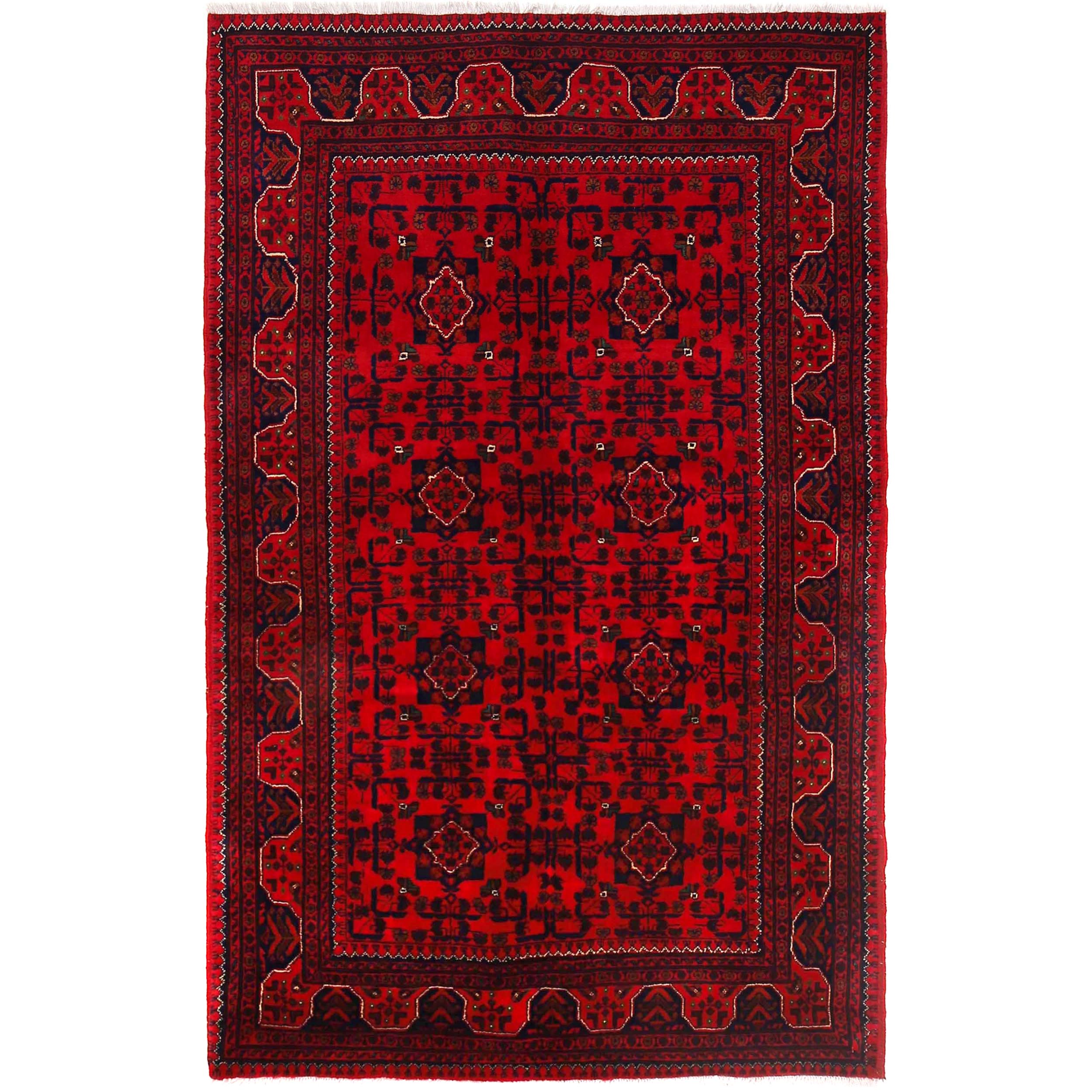 Handwoven Khal Mohammadi Afghan Carpet 4' 0" x 6' 4" ft / 122 x 192 cm - No. B30063