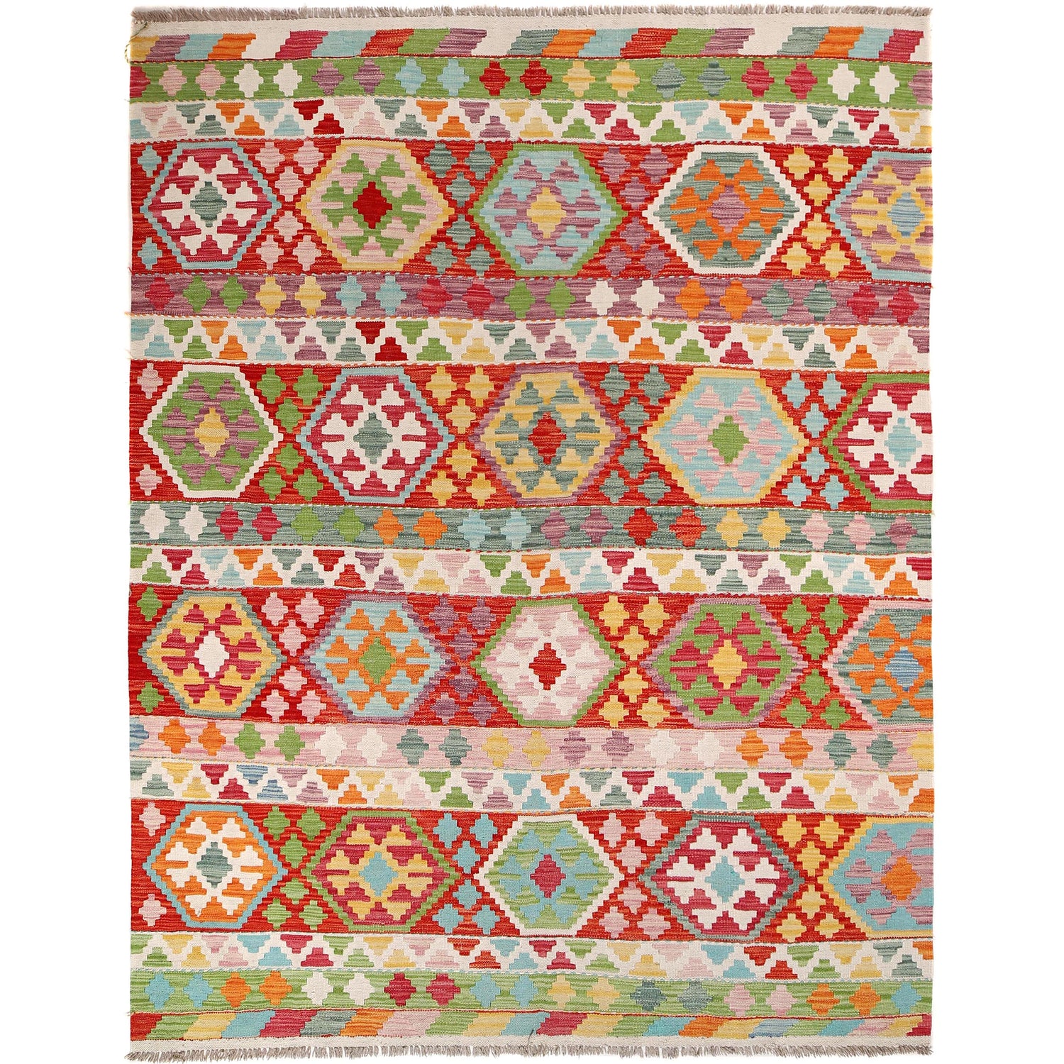 Hand Knotted Flatweave Kilim 6' 0" x 8' 4" ft / 182 x 253 cm - No. B30455