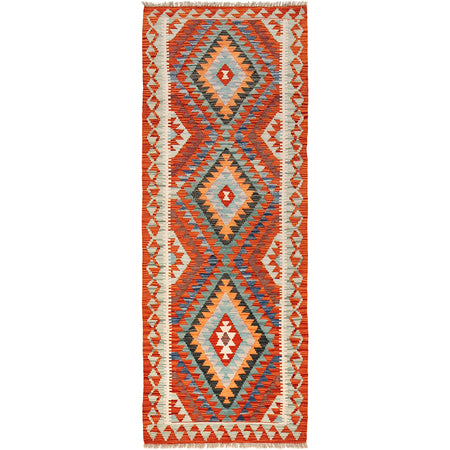 Hand Woven Wool Kelim Runner 2' 7" x 7' 1" ft / 78 x 215 cm - No. B30463