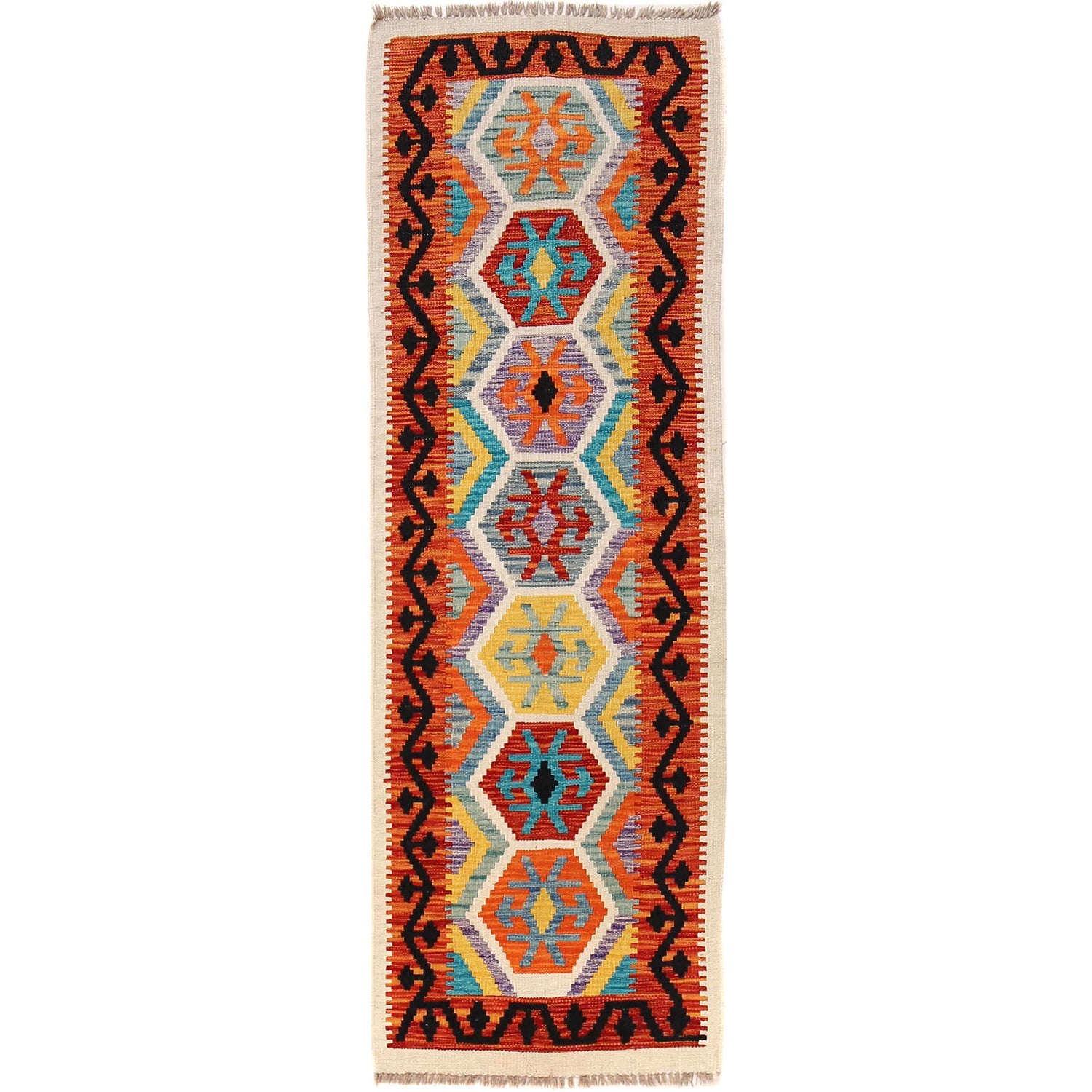 Handmade Vegetable Kilim Runner 2' 0" x 6' 5" ft / 62 x 195 cm - No. B30464