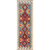 Colorful Flat-Weave Wool Kilim Runner 2' 0" x 6' 10" ft / 62 x 208 cm - No. B30465