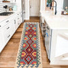 Colorful Flat-Weave Wool Kilim Runner 2' 0" x 6' 10" ft / 62 x 208 cm - No. B30465