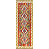 Colorful Flat-Weave Wool Kilim Runner 2' 3" x 6' 6" ft / 68 x 198 cm - No. B30470