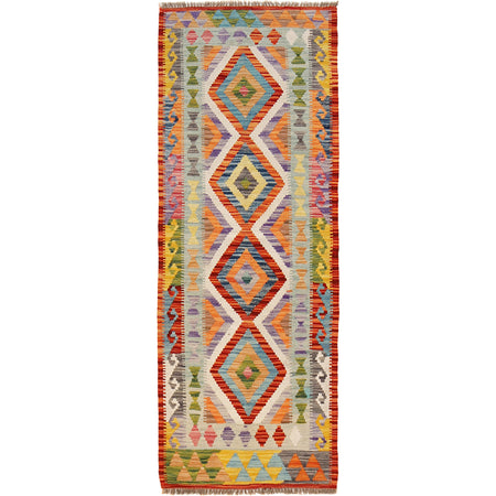Hand Woven Wool Kelim Runner 2' 2" x 6' 2" ft / 67 x 189 cm - No. B30476