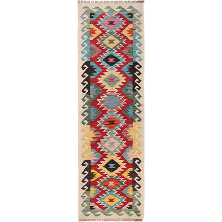 Handmade Turkish Design Wool Kilim Runner 1' 11" x 6' 7" ft / 58 x 200 cm - No. B30477
