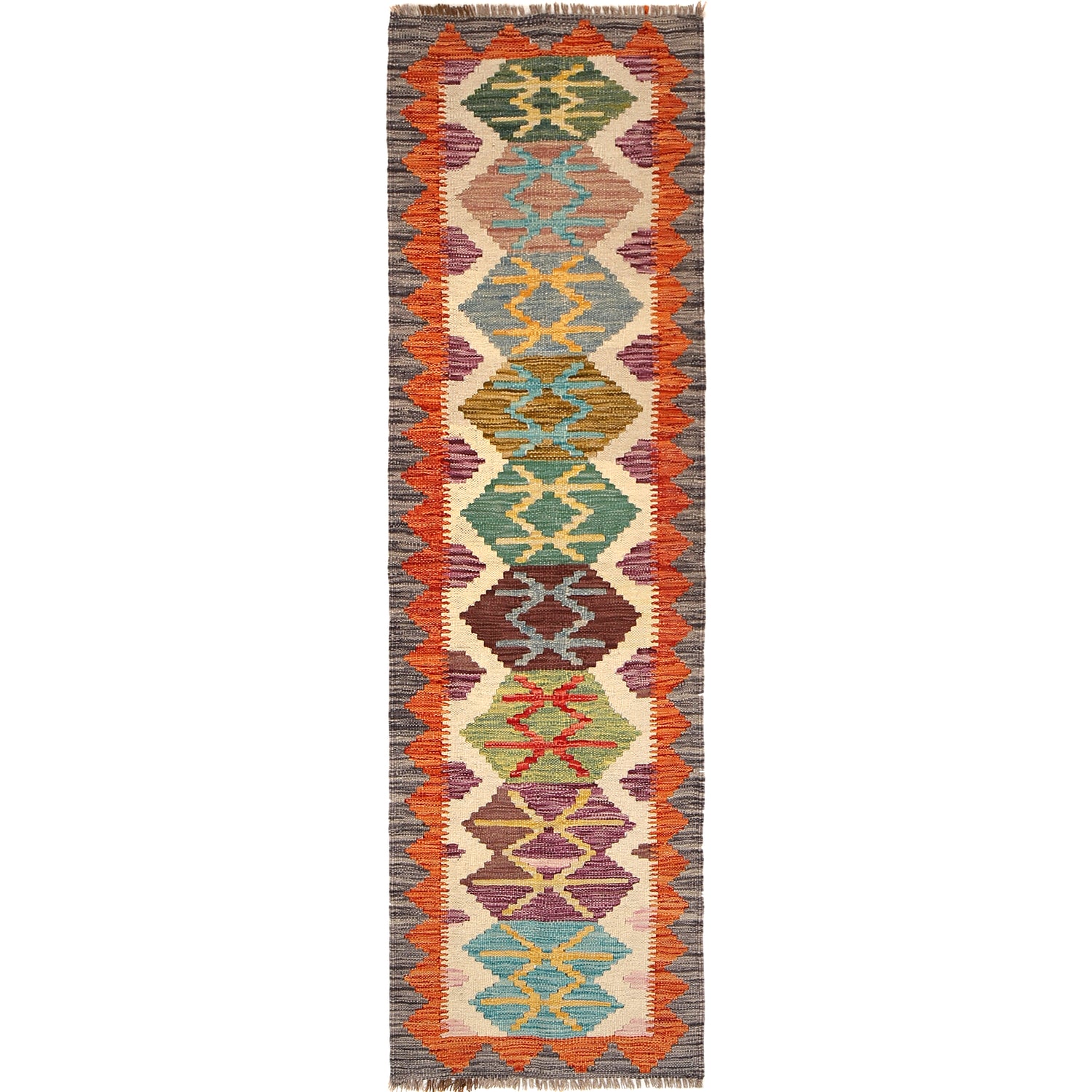 Handmade Vegetable Kilim Runner 1' 10" x 6' 5" ft / 56 x 196 cm - No. B30495