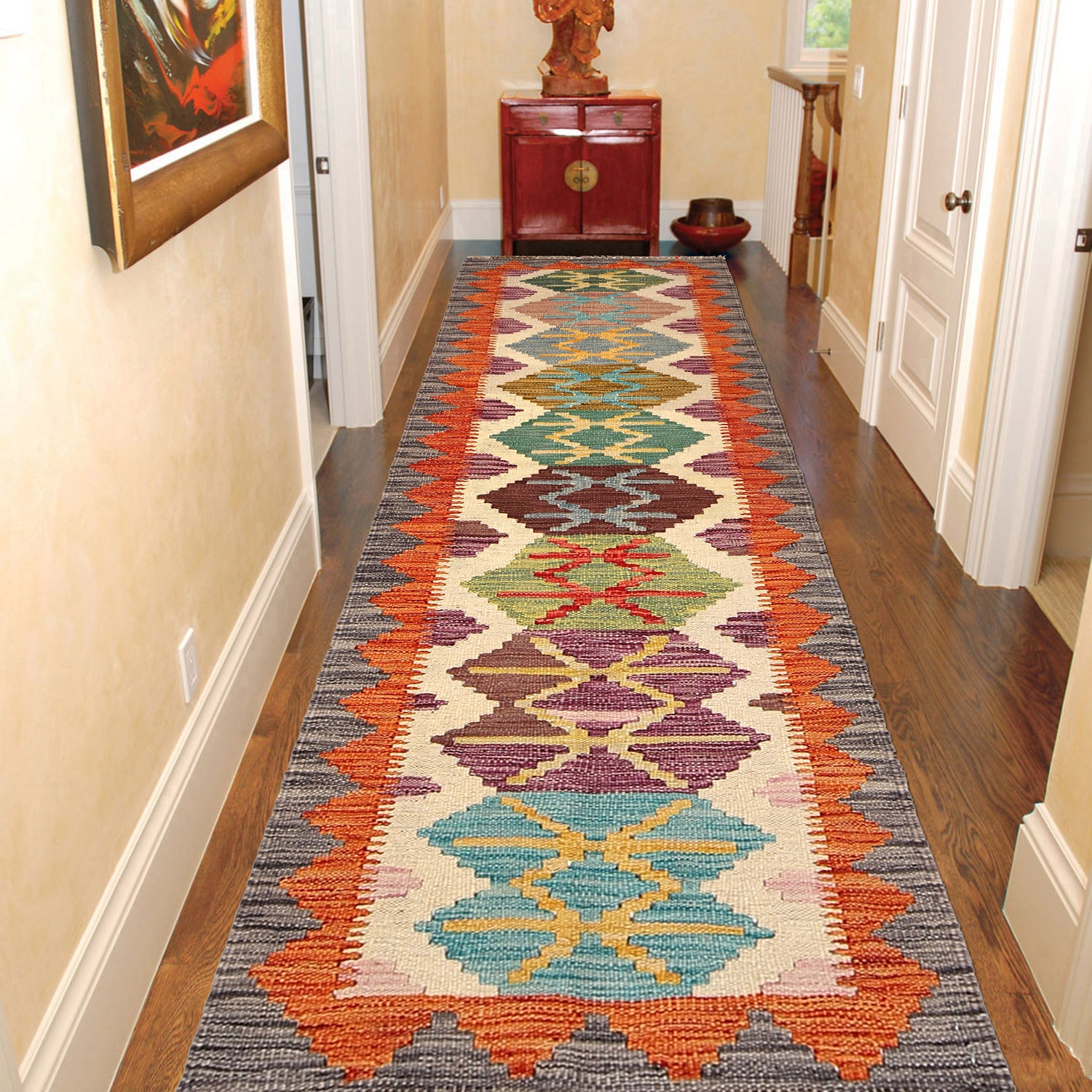 Handmade Vegetable Kilim Runner 1' 10" x 6' 5" ft / 56 x 196 cm - No. B30495
