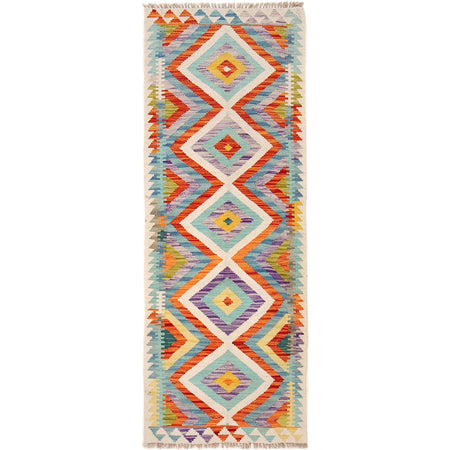 Handmade Turkish Design Wool Kilim Runner 2' 2" x 6' 3" ft / 67 x 191 cm - No. B30518