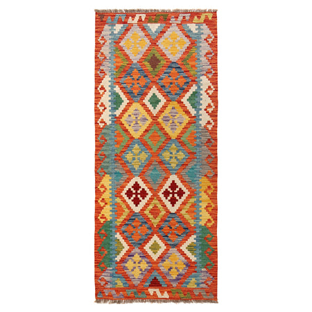Hand Knotted Flatweave Kilim Runner 2' 8" x 6' 4" ft / 81 x 193 cm - No. B30523