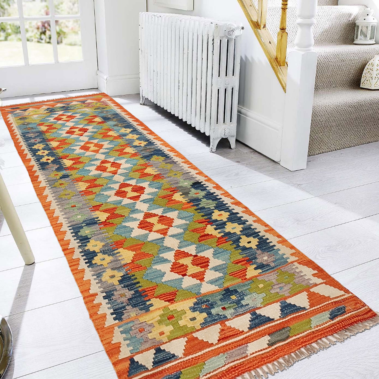 Short Chobi Kilim Runner 2' 2" x 6' 3" ft / 66 x 191 cm - No. B30528