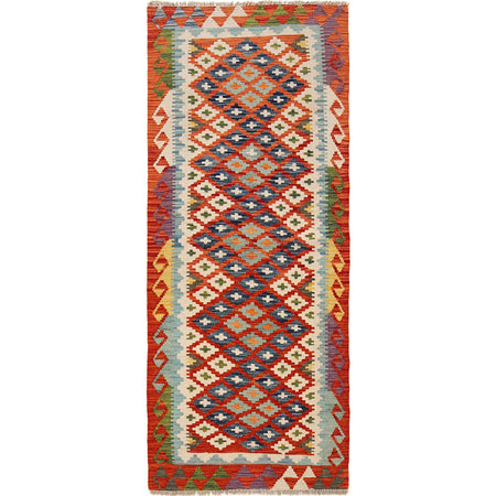 Hand Made Afghan Kilim Runner 2' 7" x 6' 5" ft / 78 x 196 cm - No. B30529