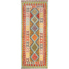 Colorful Flat-Weave Wool Kilim Runner 2' 8" x 6' 10" ft / 82 x 209 cm - No. B30541