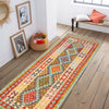 Colorful Flat-Weave Wool Kilim Runner 2' 8" x 6' 10" ft / 82 x 209 cm - No. B30541