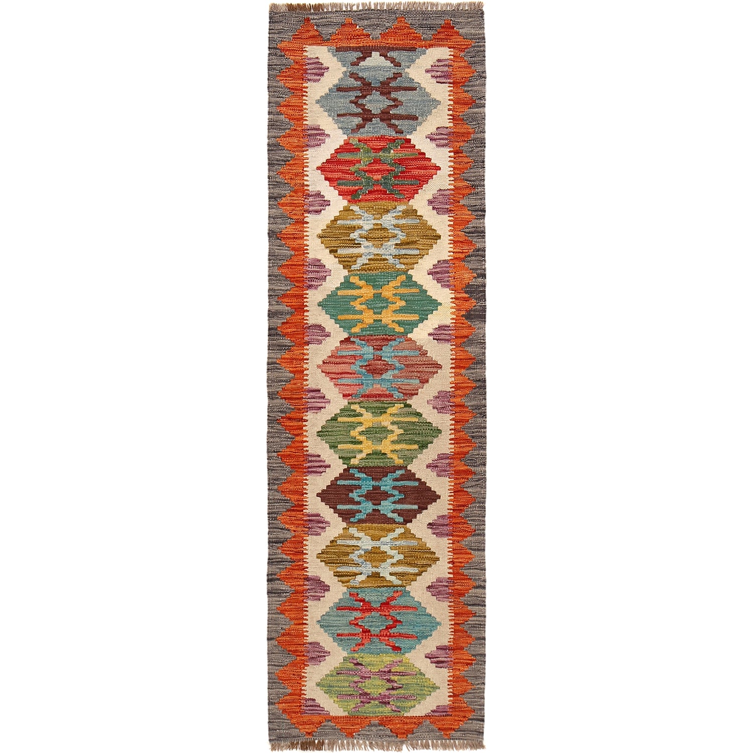 Handmade Vegetable Kilim Runner 2' 1" x 6' 5" ft / 64 x 196 cm - No. B30547