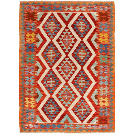 Hand Knotted Flatweave Kilim 4' 10" x 6' 9" ft / 147 x 206 cm - No. B30571