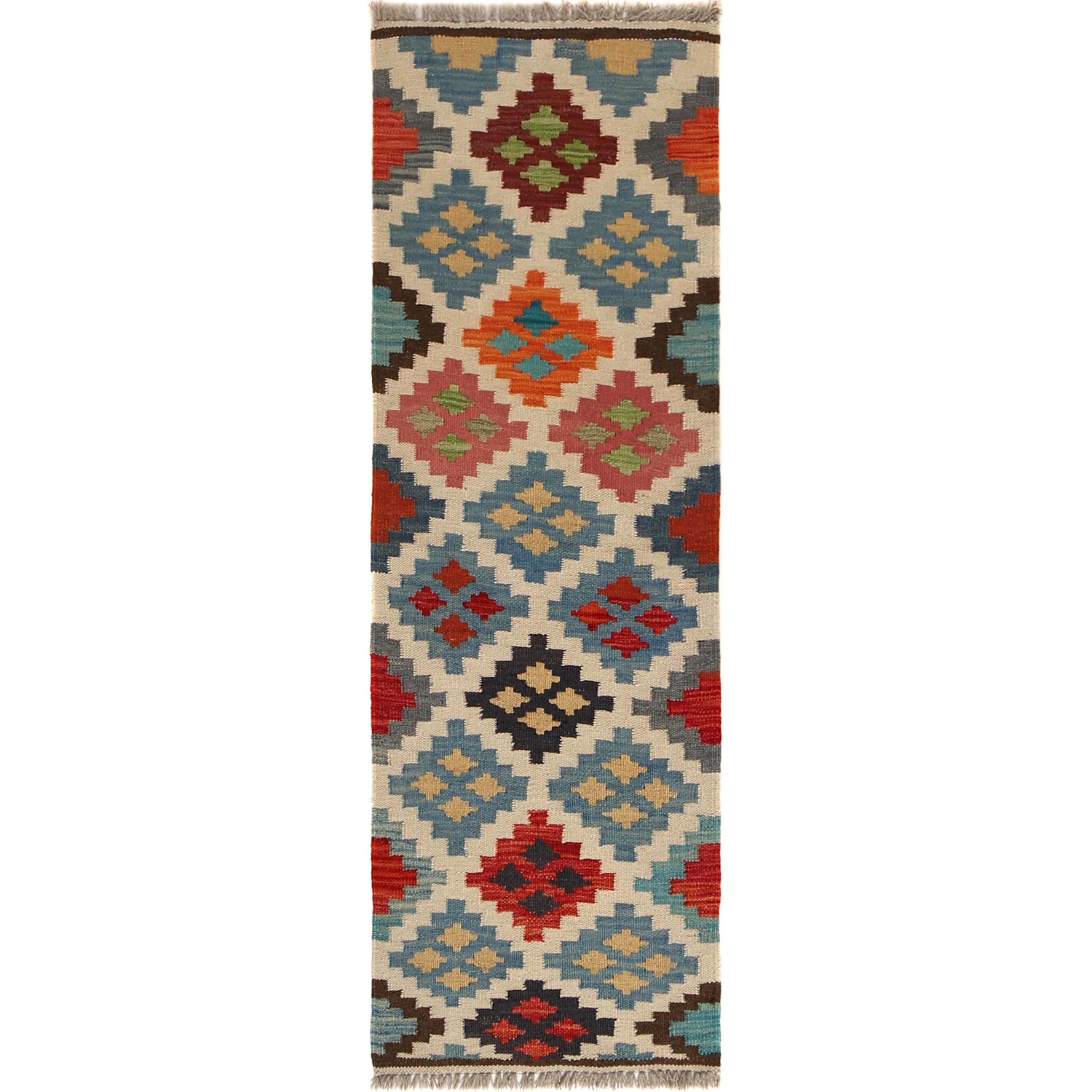 Hand Knotted Flatweave Kilim Runner 1' 7" x 4' 11" ft / 48 x 150 cm - No. B30607