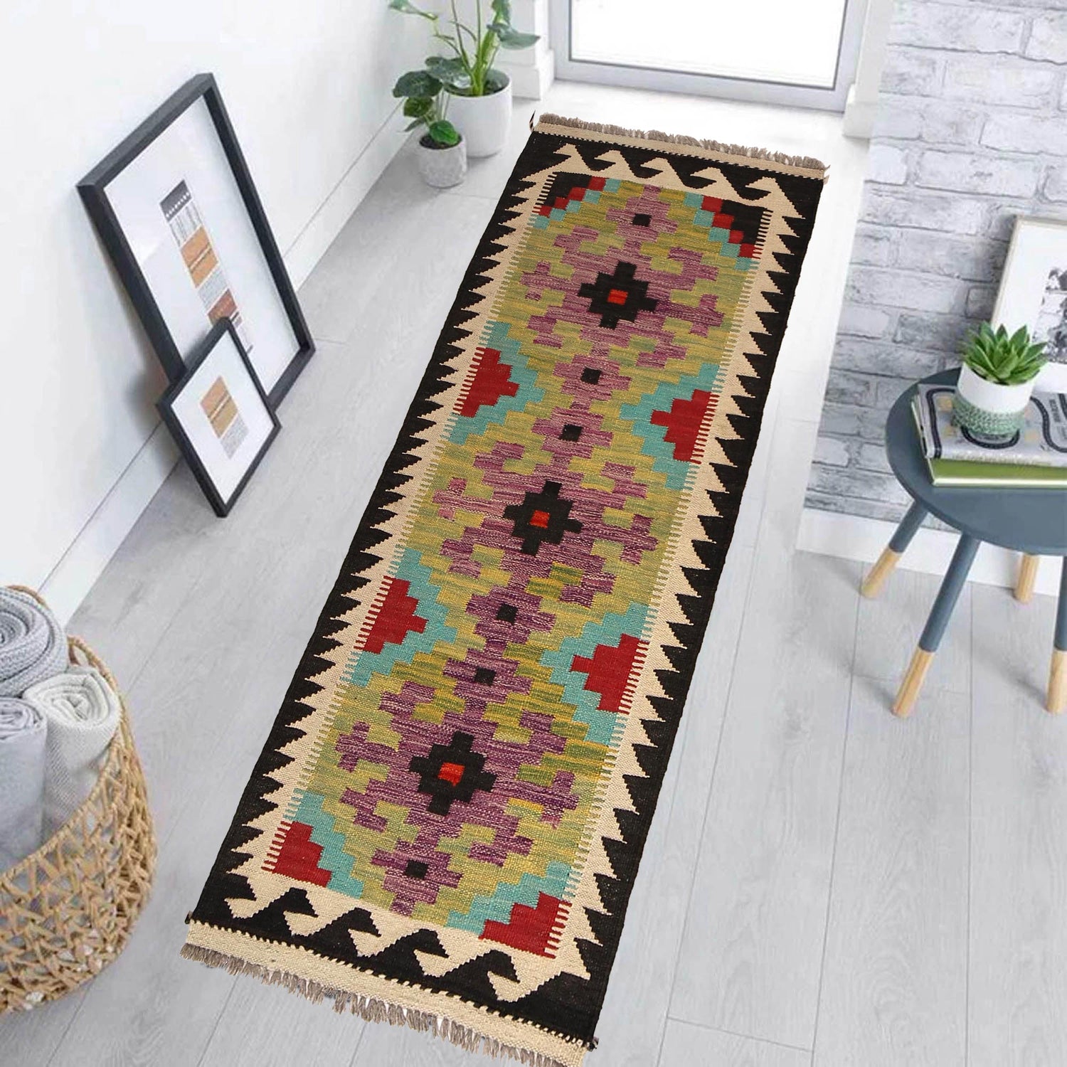 Hand Made Afghan Kilim Runner 1' 9" x 4' 11" ft / 54 x 150 cm - No. B30614