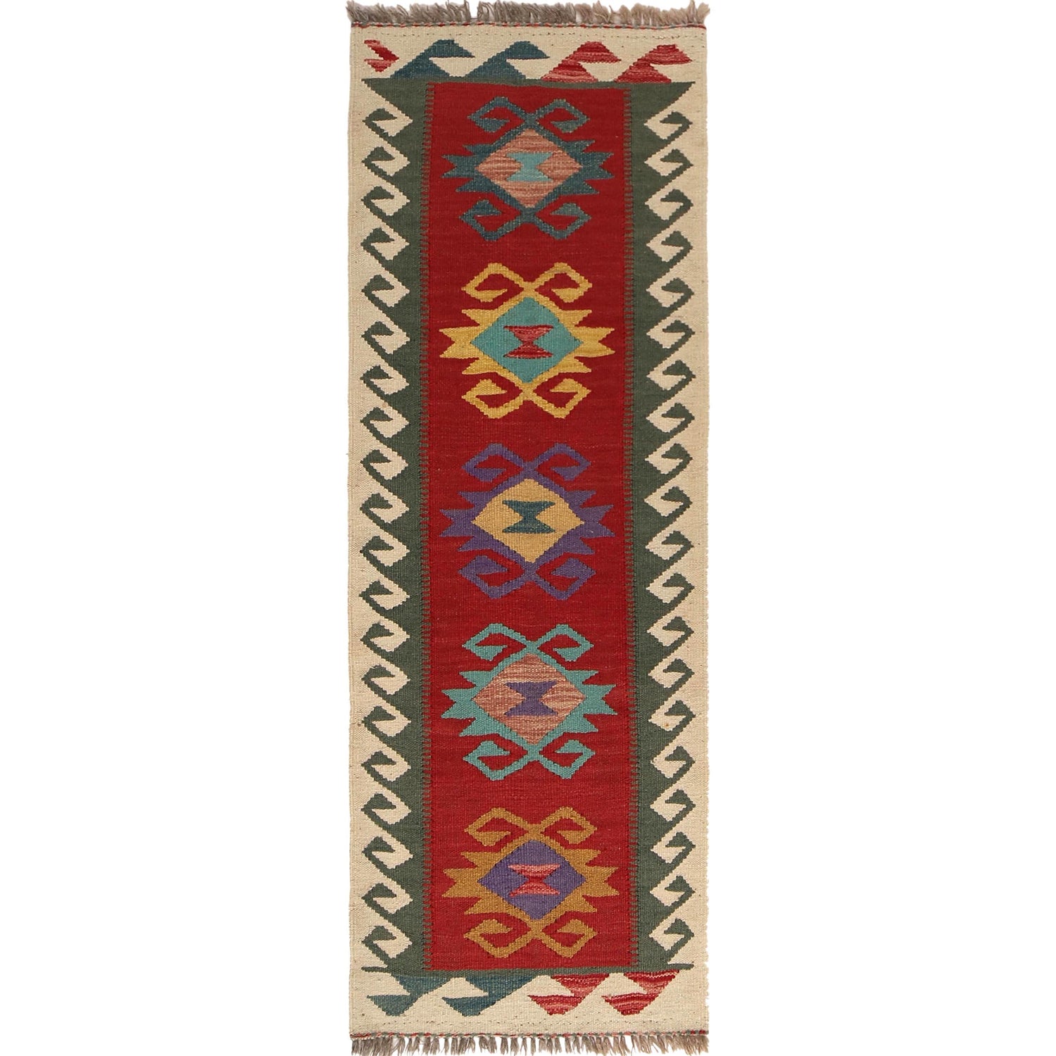 Hand Made Afghan Kilim Runner 1' 9" x 5' 2" ft / 54 x 157 cm - No. B30615