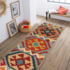 Colorful Flat-Weave Wool Kilim Runner 1' 8" x 4' 9" ft / 52 x 145 cm - No. B30623