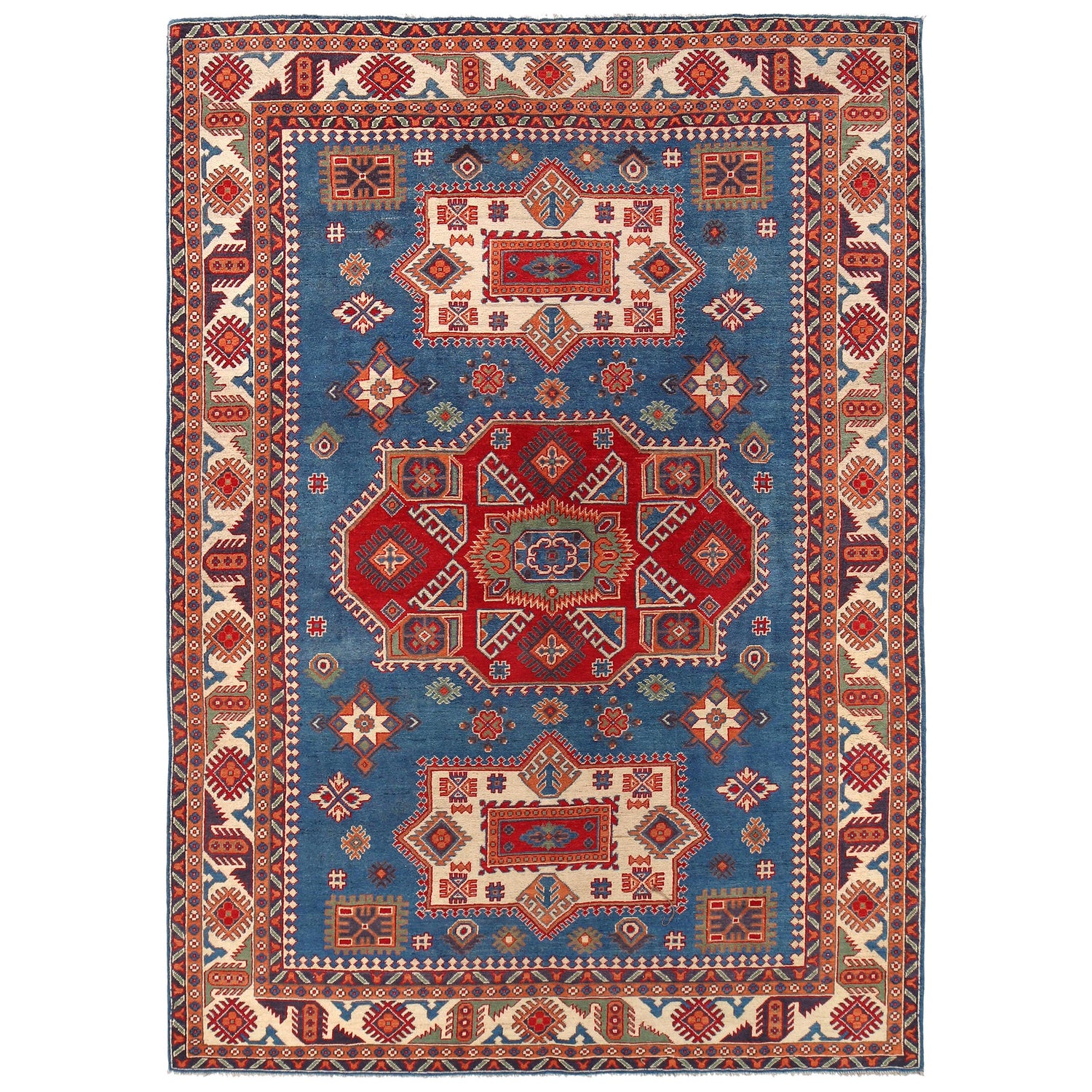 Handmade Kazak Area Rug 6' 9" x 9' 7" ft / 205 x 291 cm - No. B30654