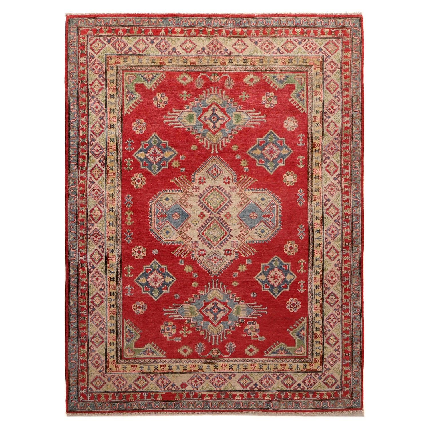 Red Color Kazak Rug 6' 7" x 9' 10" ft / 201 x 300 cm - No. B31609