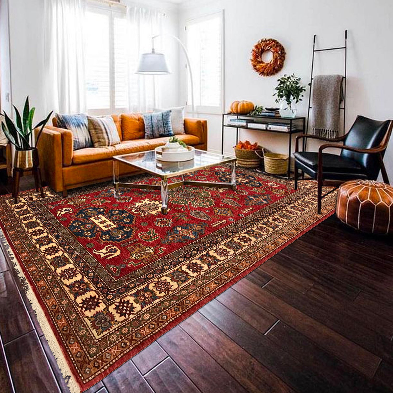 High-Quality Kazak Area Rug 5' 7" x 7' 9" ft / 170 x 235 cm - No. B31618