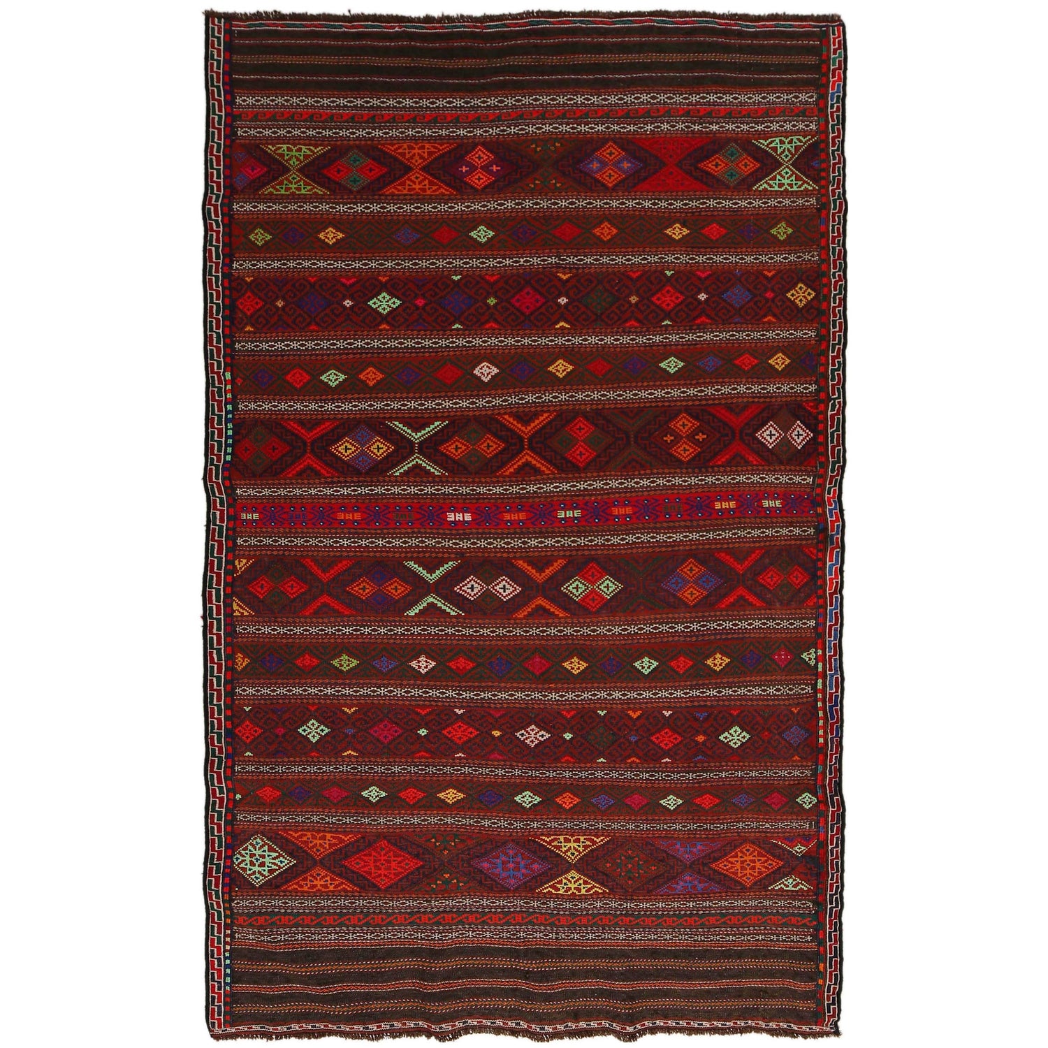 Traditional Flat Weave Kilim 4' 5" x 7' 3" ft / 134 x 222 cm - No. B33048