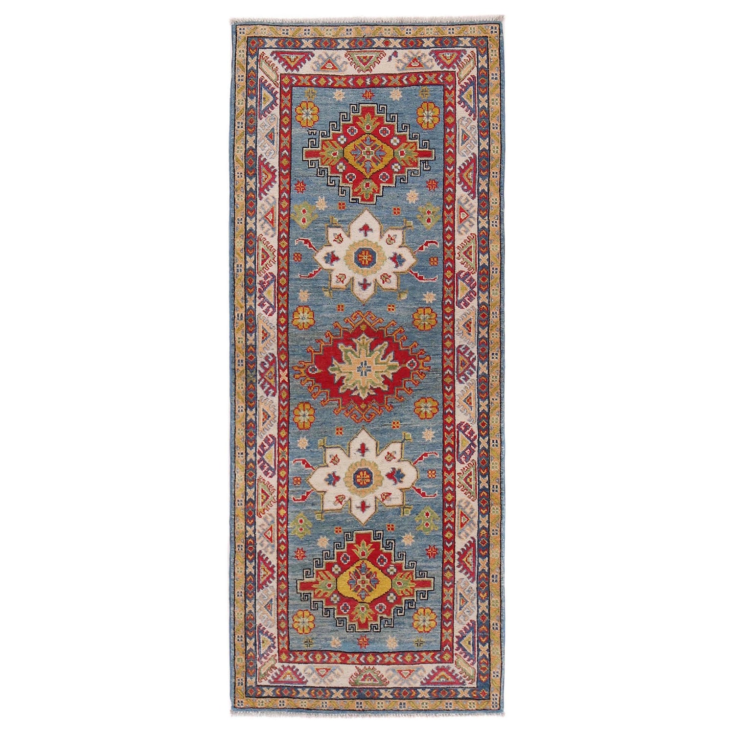 Blue Color Kazak Runner Rug 2' 9" x 6' 9" ft / 83 x 207 cm - No. B33077