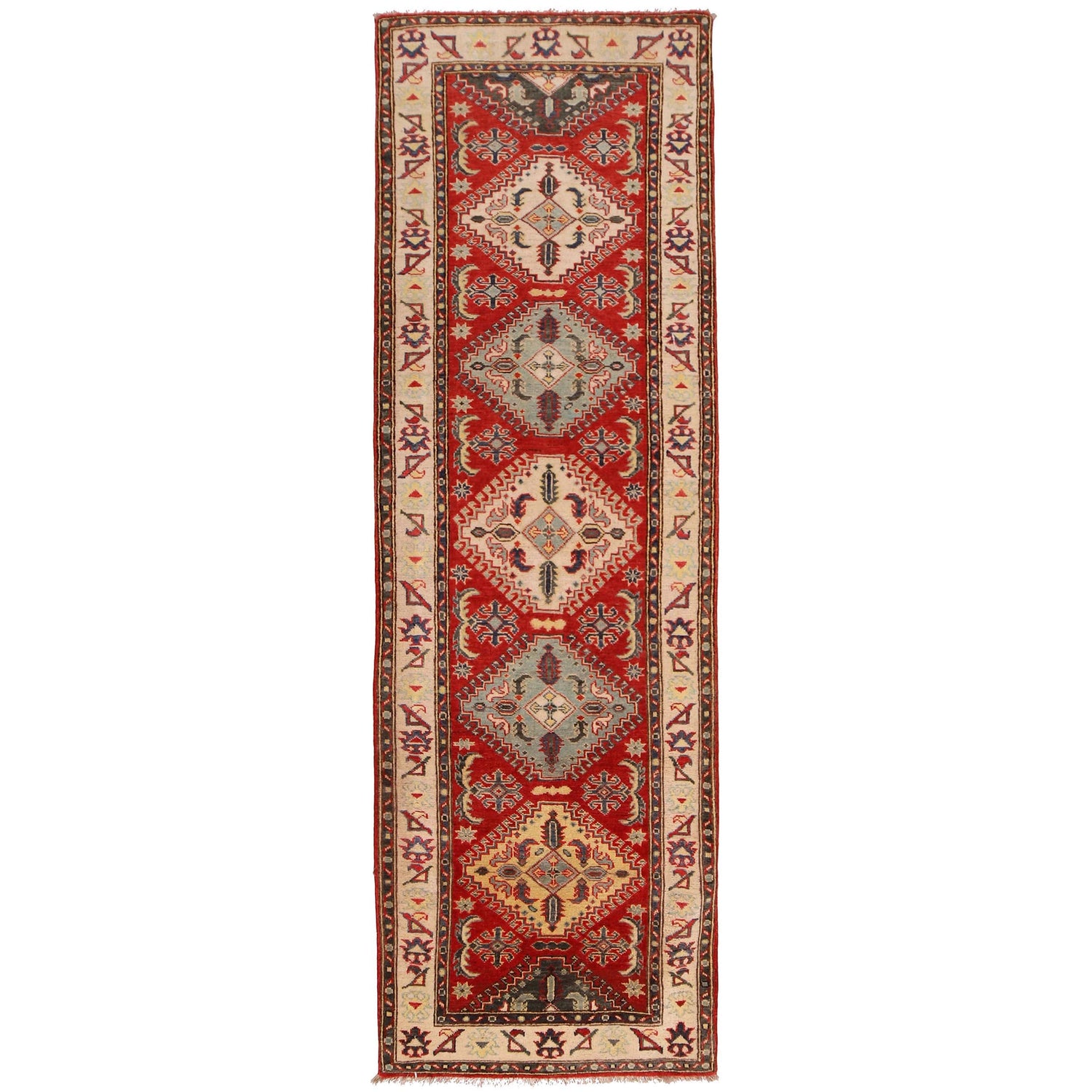 Hand knotted Kazak Runner Carpet 2' 10" x 9' 3" ft / 85 x 283 cm - No. B33093