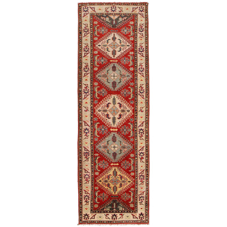 Hand knotted Kazak Runner Carpet 2' 10" x 9' 3" ft / 85 x 283 cm - No. B33093