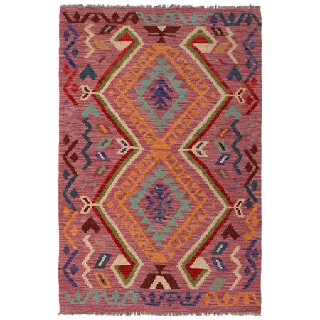 Handmade Turkish Design Wool Kilim 3' 5" x 5' 0" ft / 104 x 152 cm - No. B34165