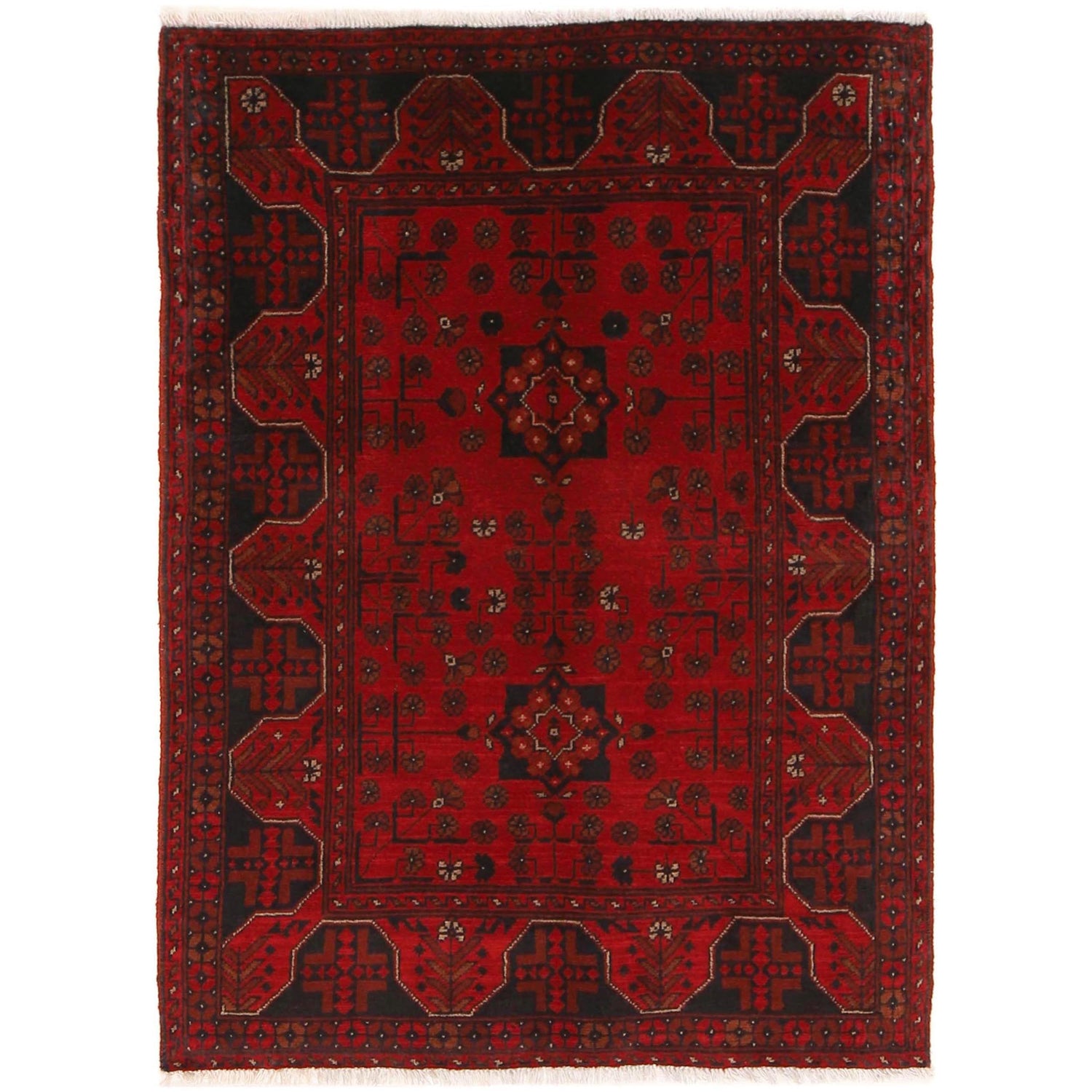 Red Color Khal Mohammadi Rug 3' 5" x 4' 8" ft / 104 x 141 cm - No. B34185