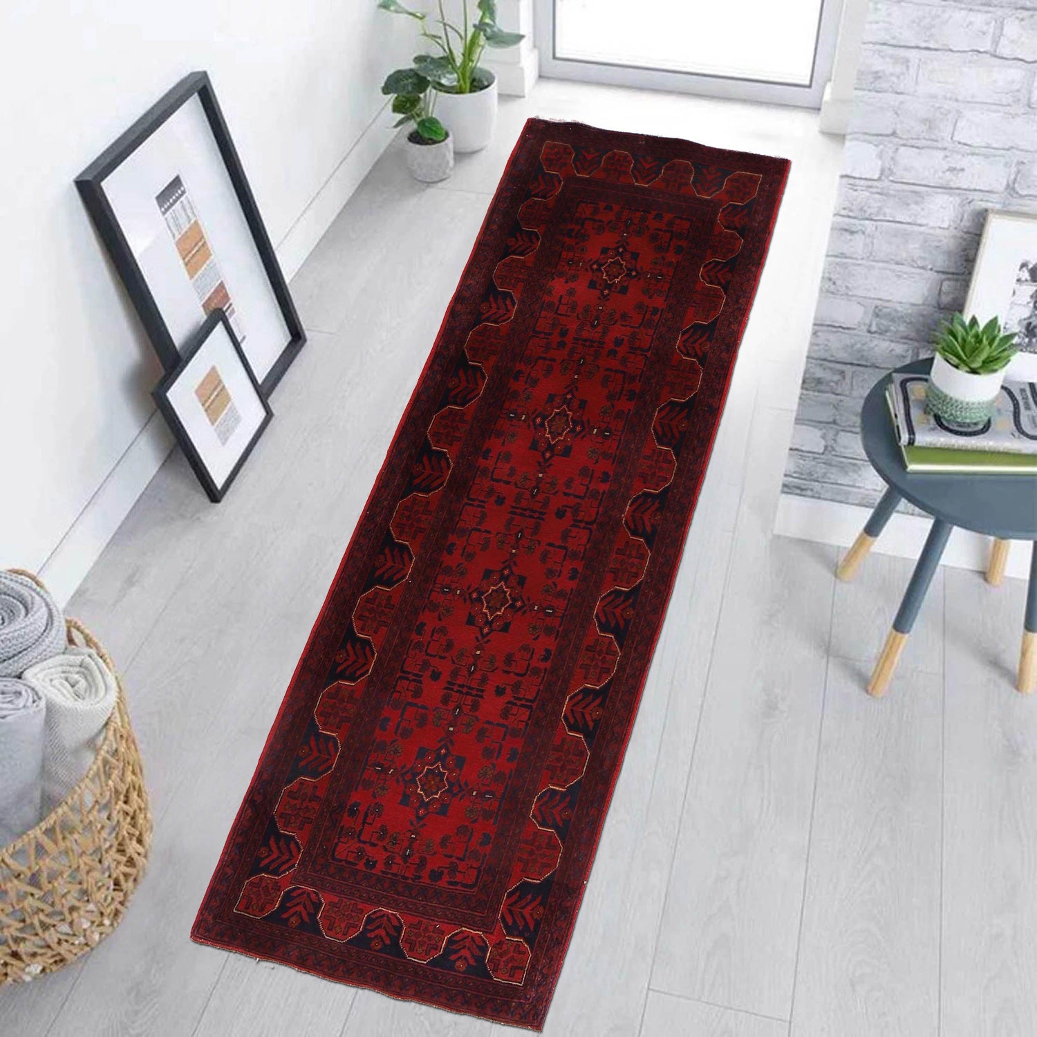 Afghan Khal Mohammadi Runner Rug 2' 8" x 8' 10" ft / 82 x 268 cm - No. B34190