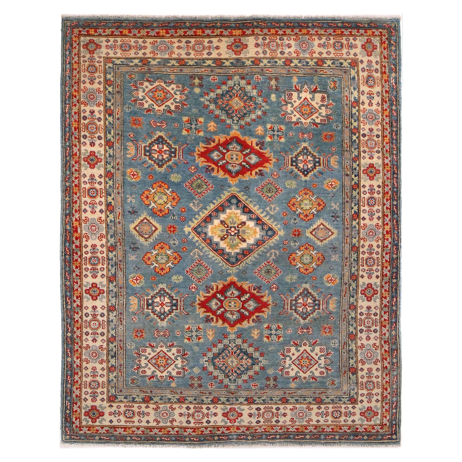 Hand knotted Kazak Carpet 4' 10" x 6' 2" ft / 147 x 188 cm - No. B34195