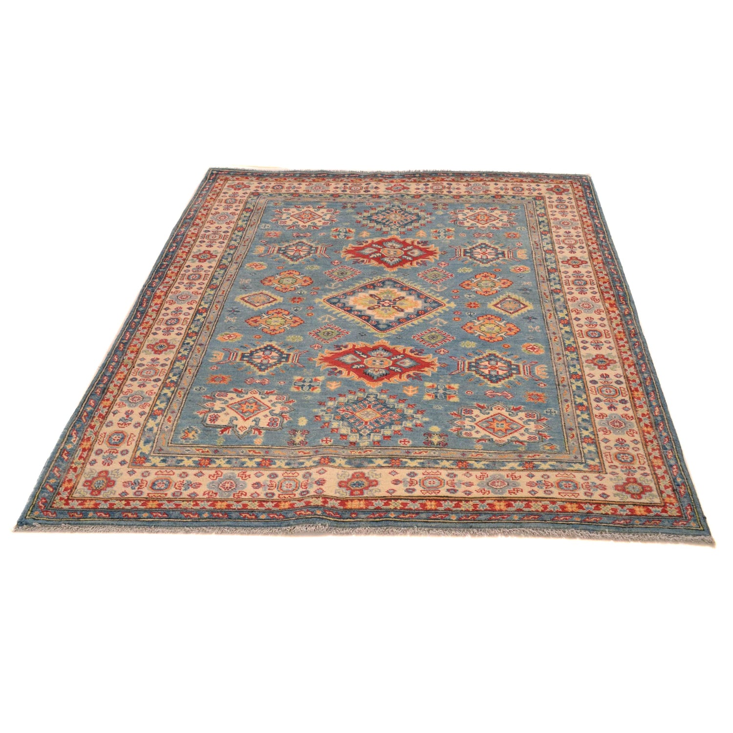 Hand knotted Kazak Carpet 4' 10" x 6' 2" ft / 147 x 188 cm - No. B34195