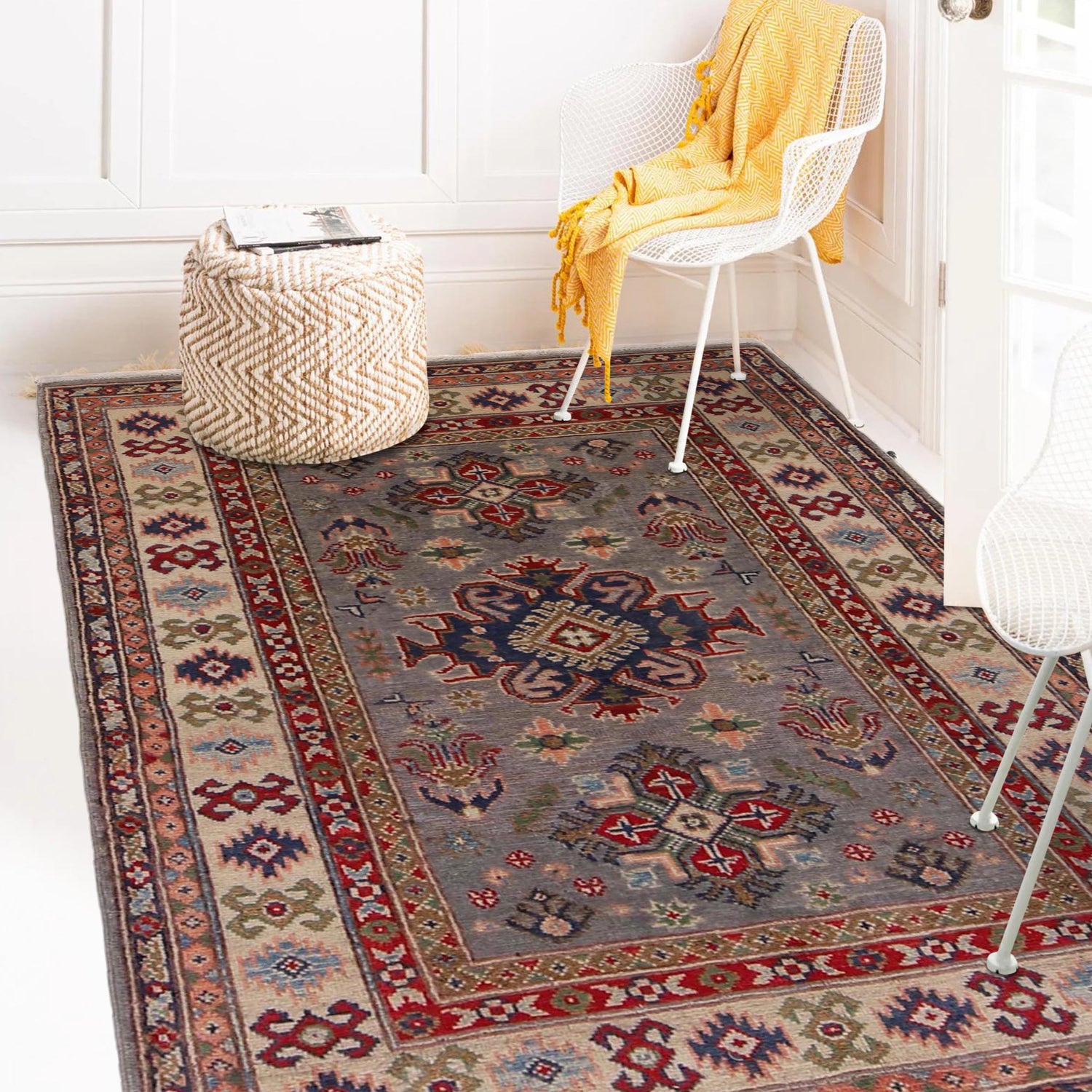 Hand knotted Kazak Rugs 3' 3" x 5' 0" ft / 99 x 152 cm - No. B34198