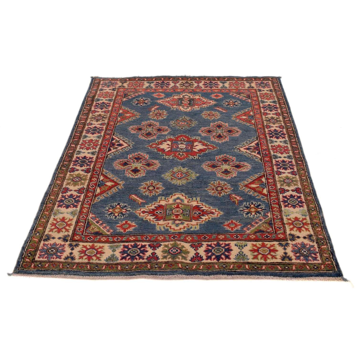 Blue Color Kazak Rug 3' 11" x 5' 9" ft / 120 x 174 cm - No. B34200