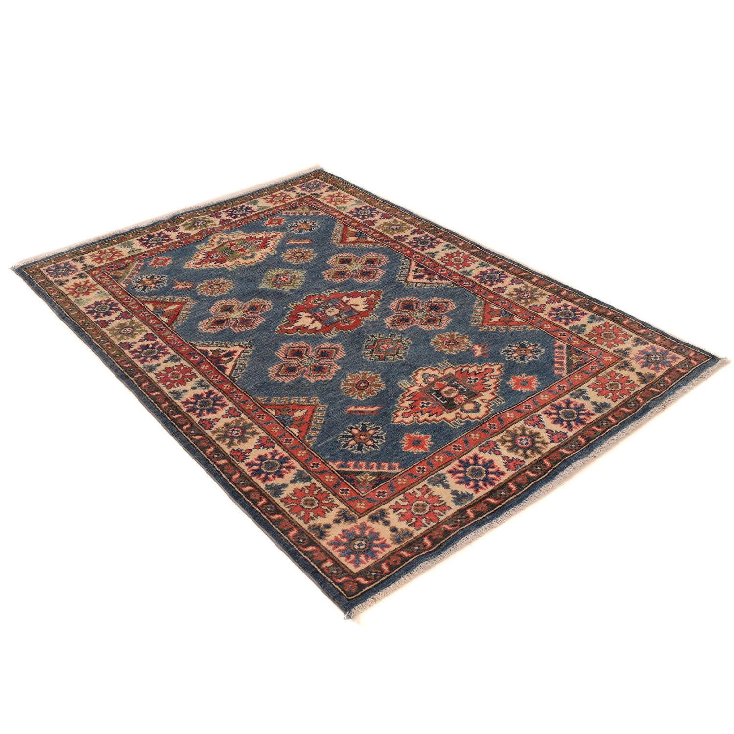 Blue Color Kazak Rug 3' 11" x 5' 9" ft / 120 x 174 cm - No. B34200