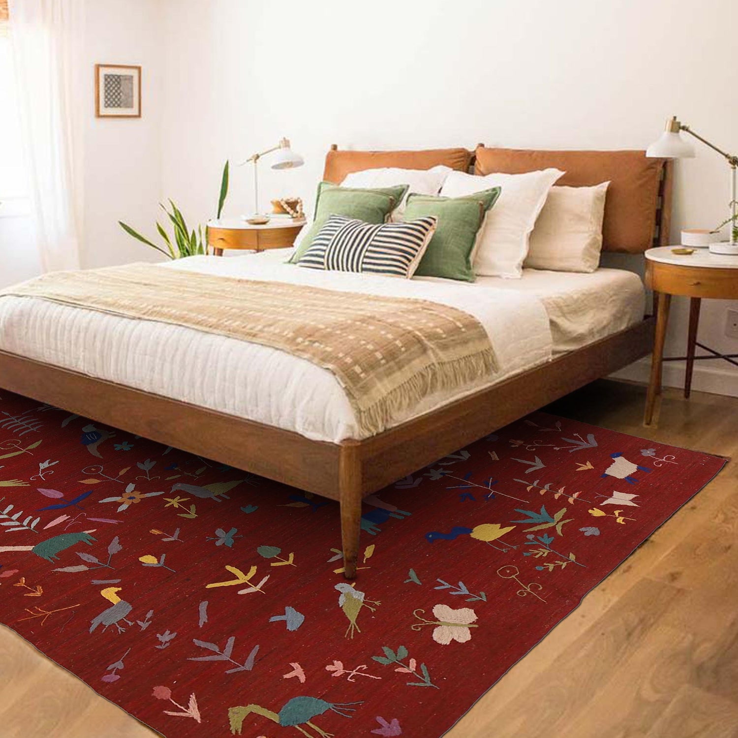 Hand Knotted Embroidery Kelim 5' 6" x 7' 9" ft / 168 x 237 cm - No. B34460