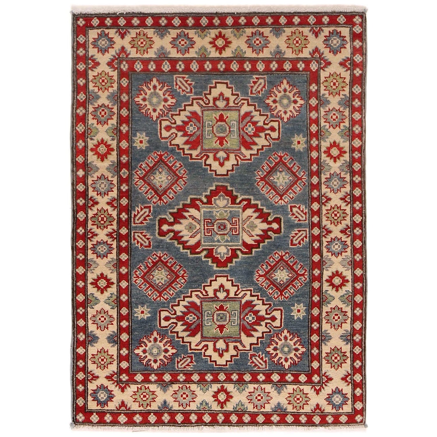 Blue Color Kazak Rug 3' 4" x 4' 9" ft / 102 x 145 cm - No. B34605