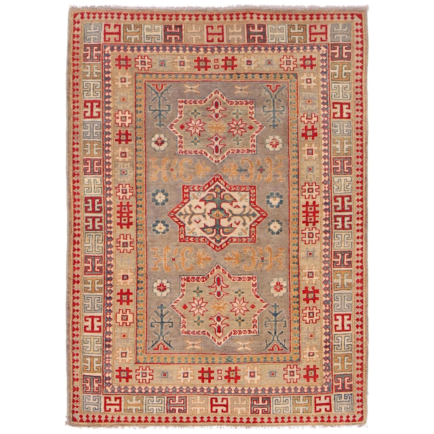 Hand knotted Kazak Carpet 3' 11" x 5' 7" ft / 120 x 171 cm - No. B34613