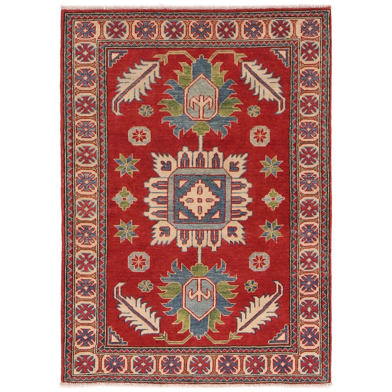 Handmade Kazak Area Rug 3' 4" x 4' 10" ft / 102 x 147 cm - No. B34615