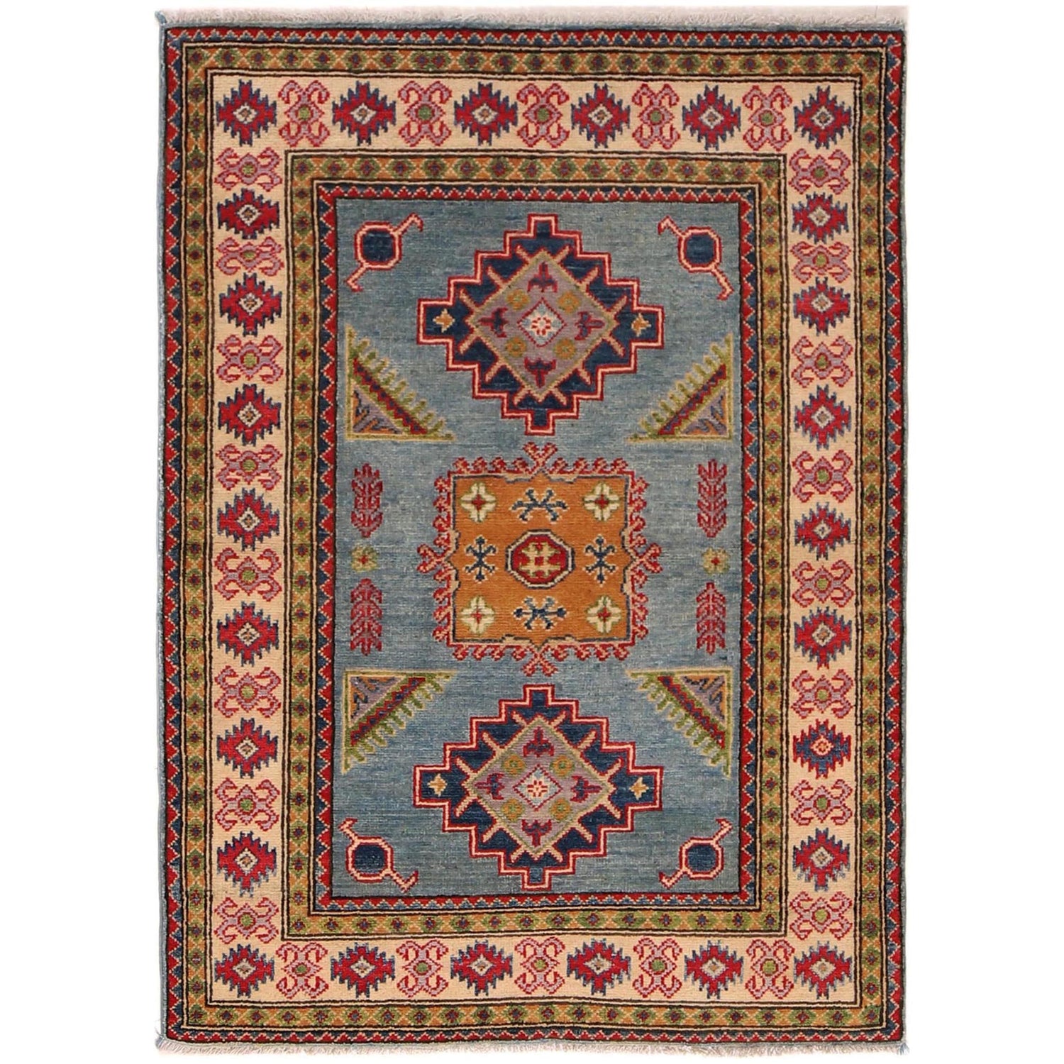 Oriental Kazak Rug 4' 0" x 4' 10" ft / 123 x 148 cm - No. B34617