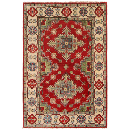 Handmade Kazak Area Rug 3' 3" x 4' 7" ft / 99 x 140 cm - No. B34623