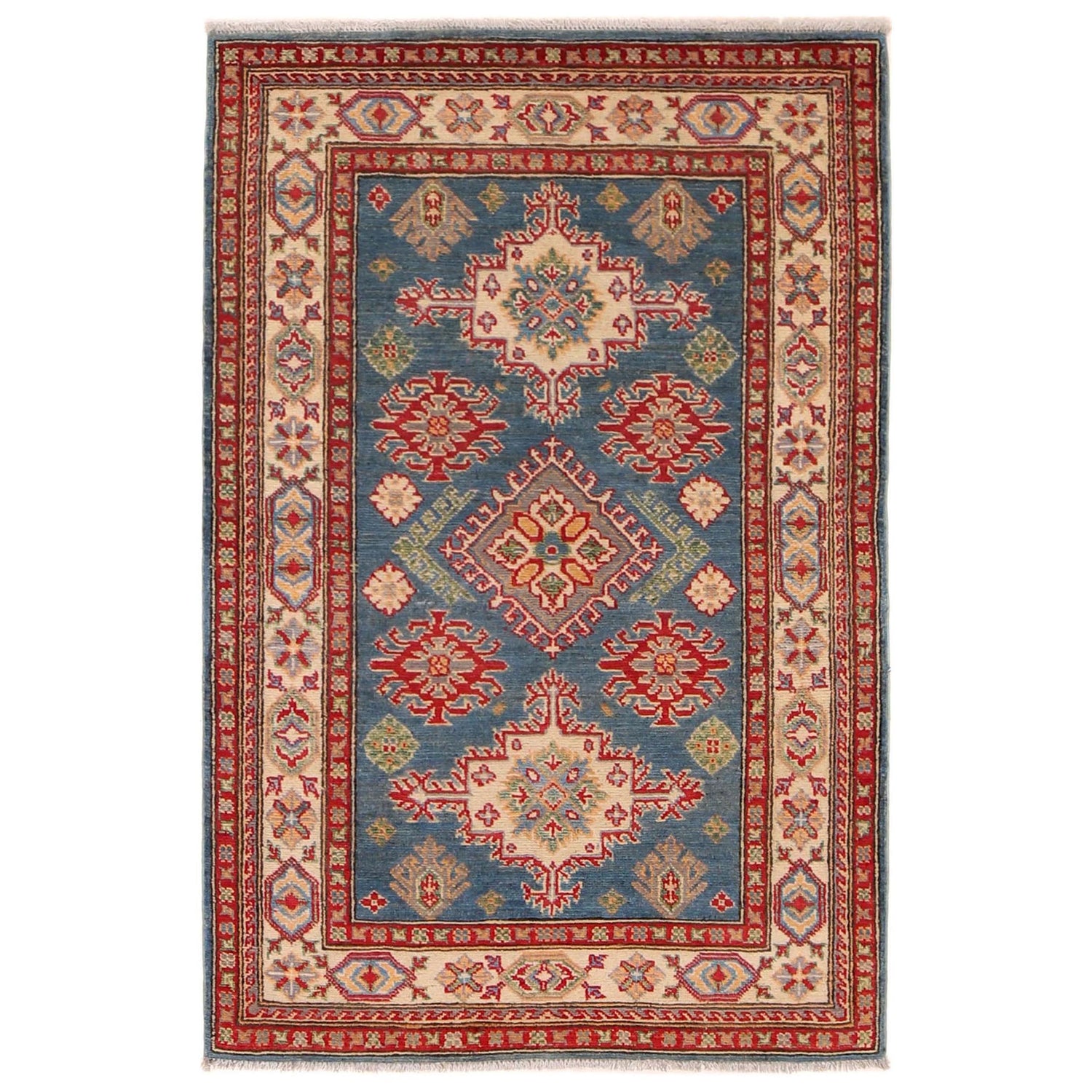 Hand knotted Kazak Carpet 3' 3" x 5' 0" ft / 98 x 153 cm - No. B34624