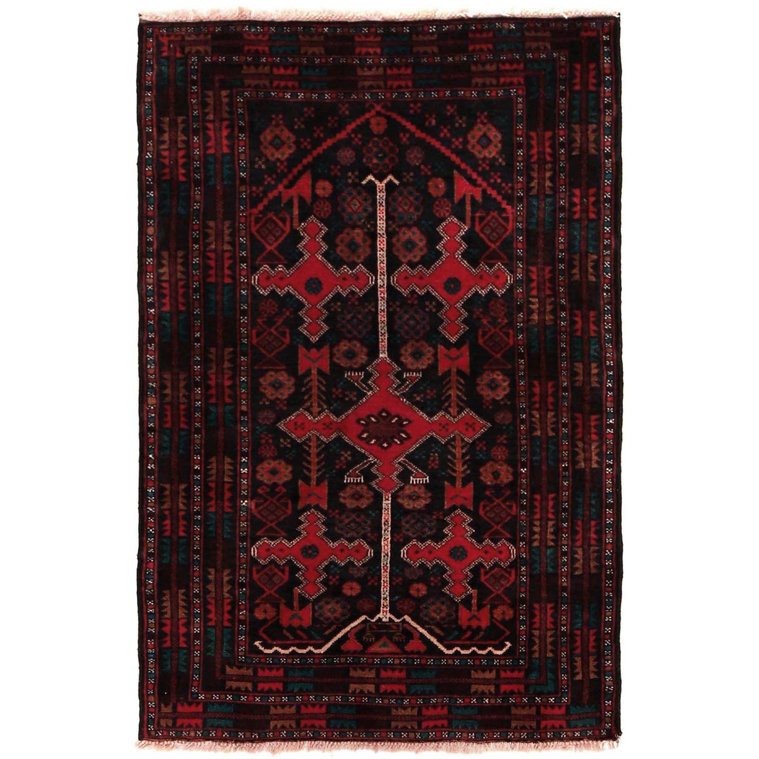 Hand Knotted Baluchi Rug  3' 1" x 4' 8" ft / 93 x 141 cm - No. B34627