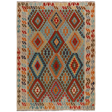 Hand Made Afghan Kilim 5' 10" x 8' 2" ft / 177 x 249 cm - No. B34641