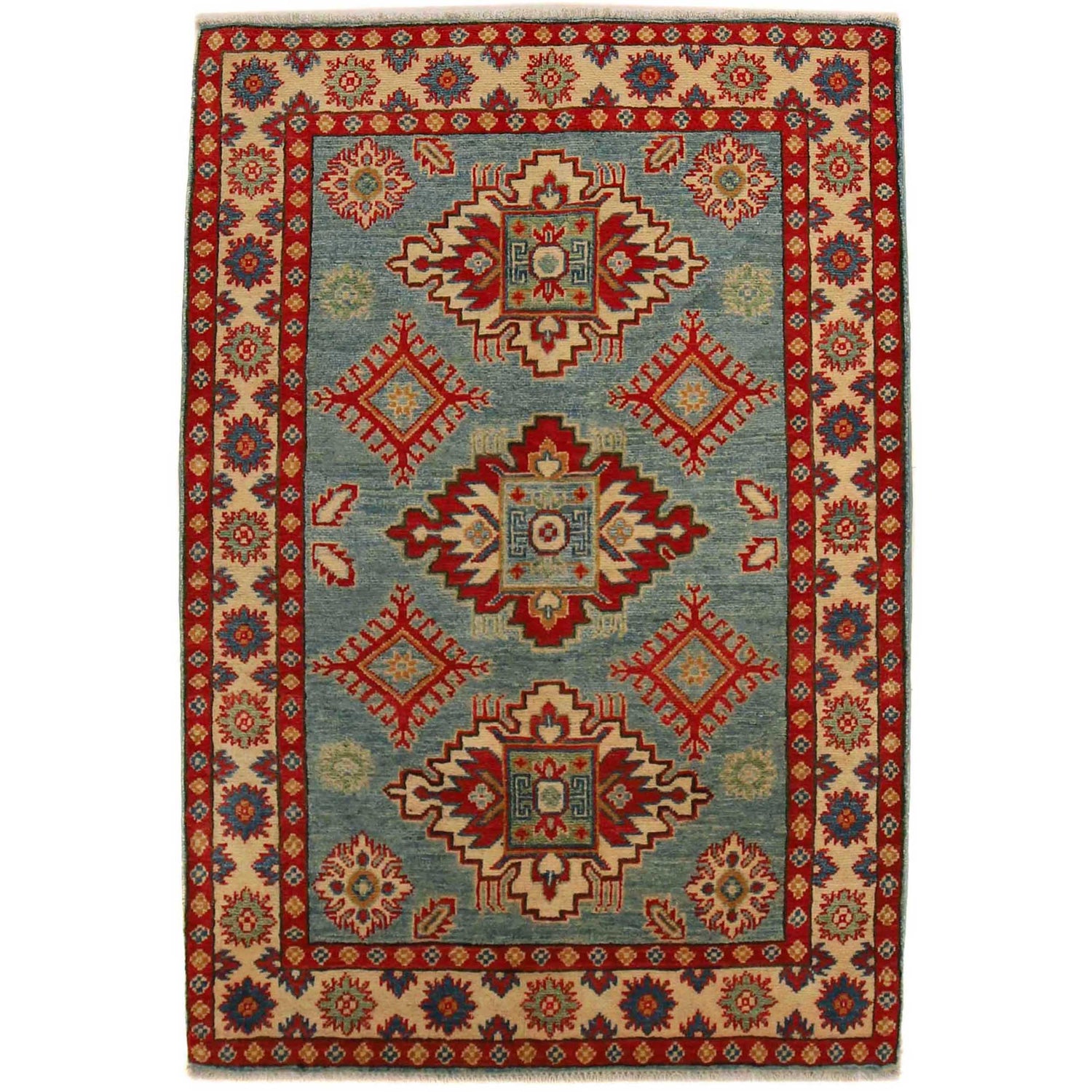 Blue Color Kazak Rug 3' 4" x 4' 10" ft / 102 x 147 cm - No. B34665