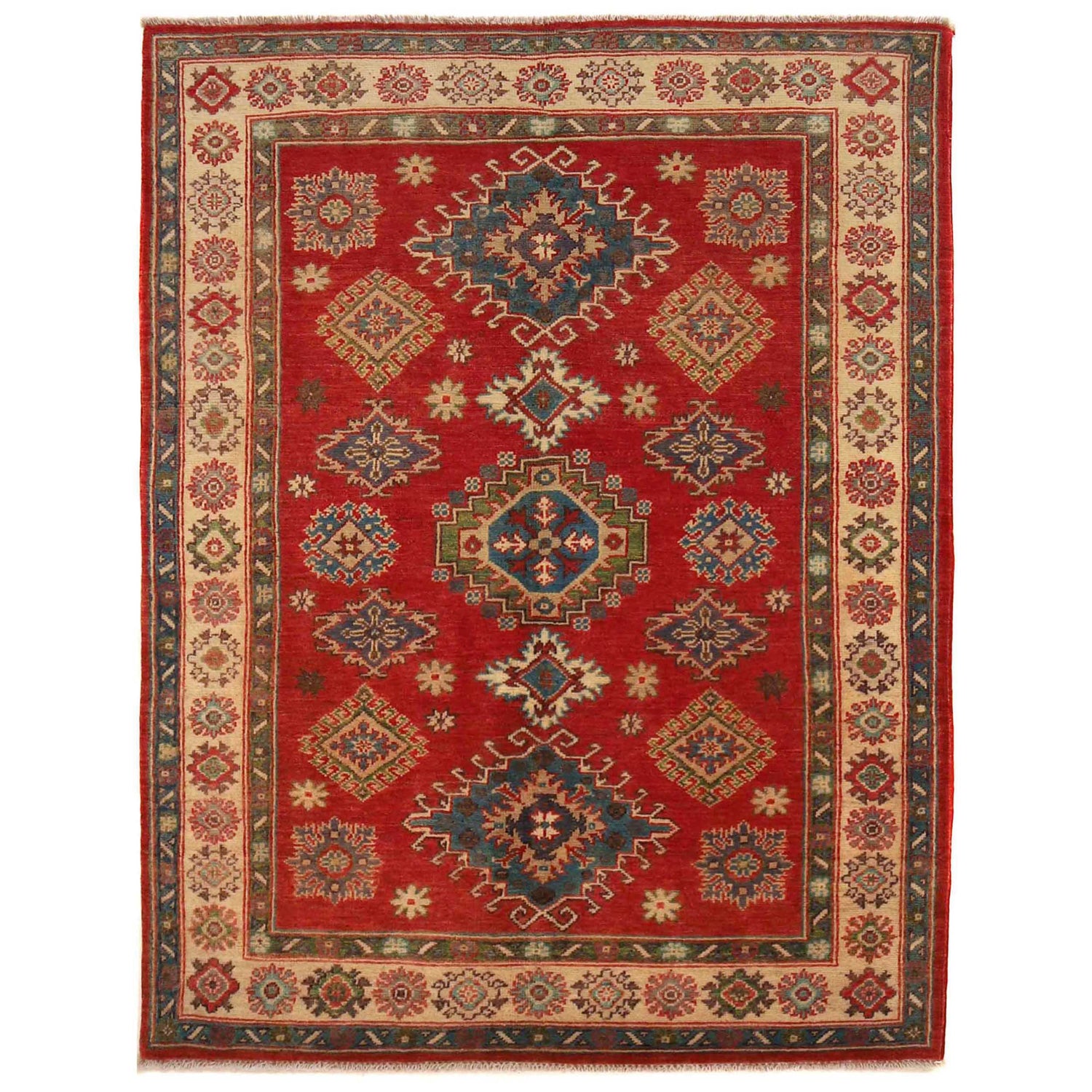 Oriental Kazak Rug 4' 2" x 5' 7" ft / 126 x 170 cm - No. B34666