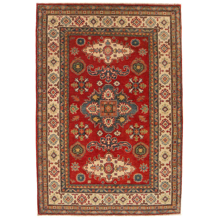 Hand Knotted Kazak Oriental Rug 3' 11" x 5' 10" ft / 120 x 179 cm - No. B34673